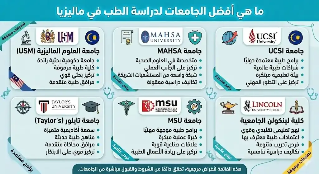 أفضل الجامعات لدراسة الطب في ماليزيا مع أبرز كليات الطب المعتمدة للطلاب الدوليين.