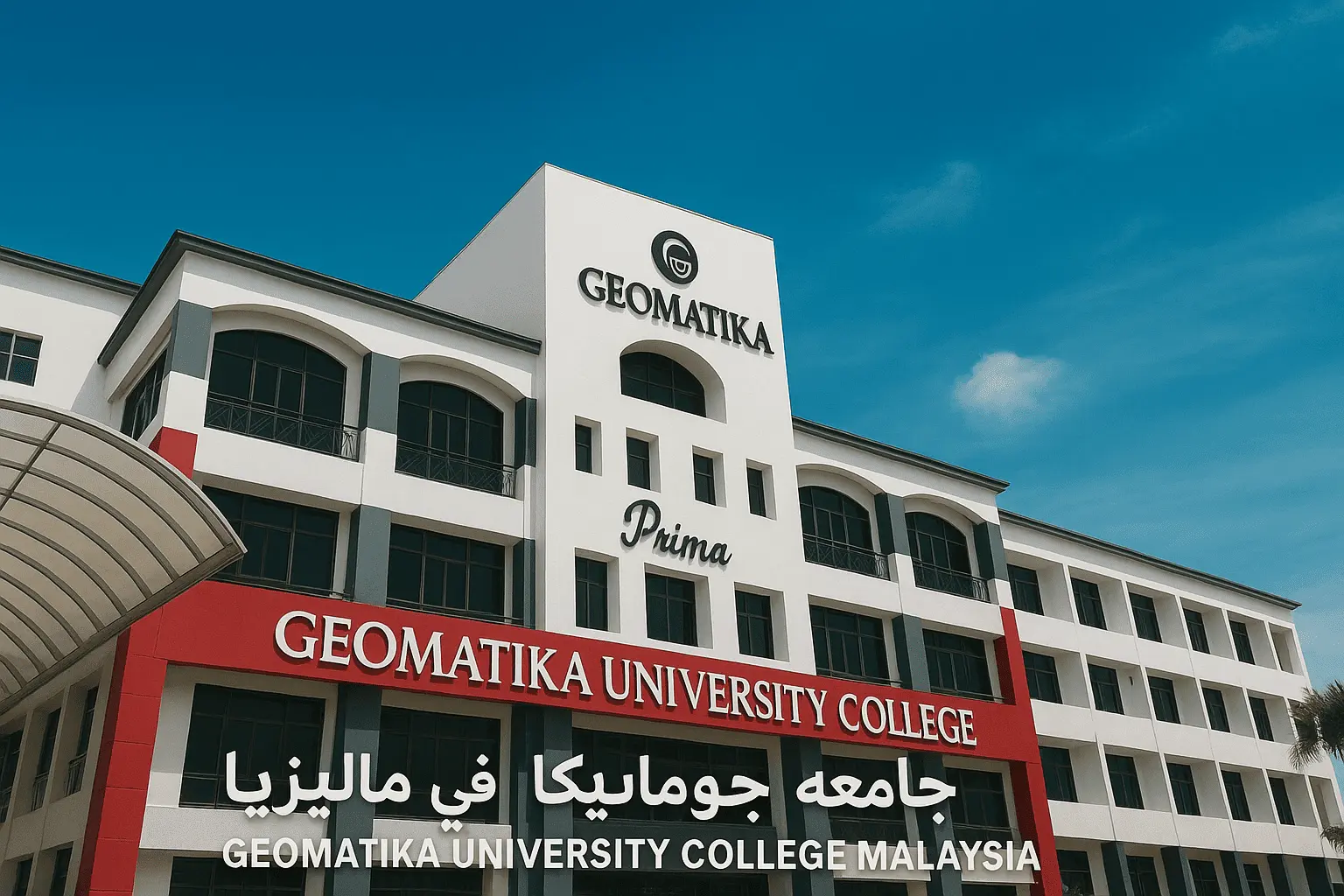 صورة مبنى كلية جامعة لينكولن ماليزيا من الخارج مع الحرم الجامعي المحيط